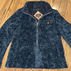 Pendleton Women's Size Small Fuzzy Fleece Zip Up Jacket Dark Blue Sweater